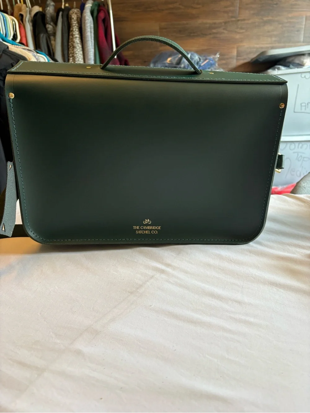 The Cambridge Satchel Company Forest Green Leather Satchel with Gold Hardware